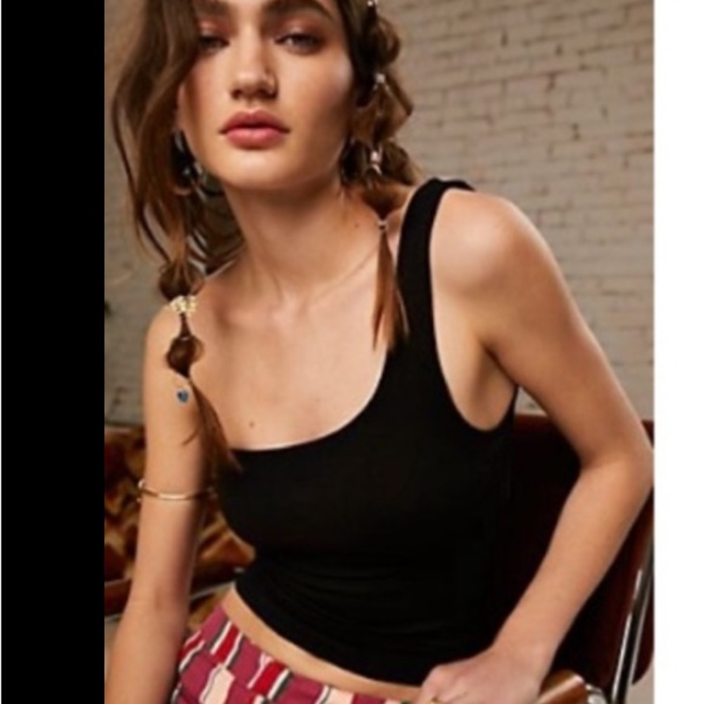 FREE PEOPLE INTIMATELY On the Dot One Shoulder Black Cami XS/S